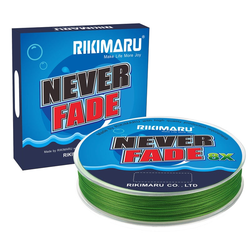 Rikimaru Never Fade 8X خط صيد مجدول 10-80LB 150-600Yds (300yds-أخضر ساطع، 40LB-0.30 مم (8 فروع)) - Image 1